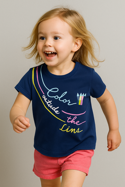 T-shirt round girl blue