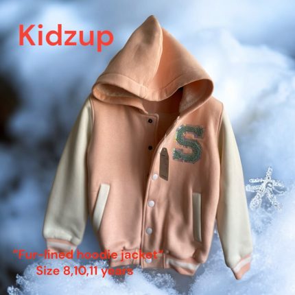 Fur-lined hoodie jacket rose color