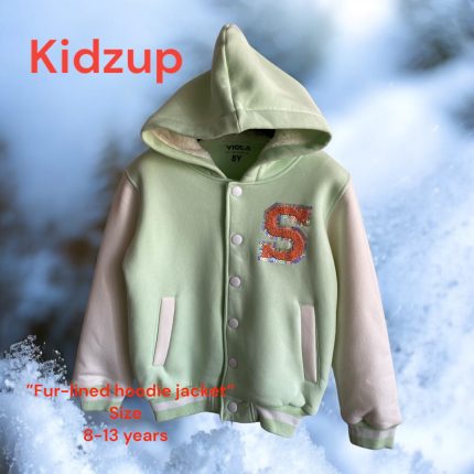 Fur-lined hoodie jacket mint color